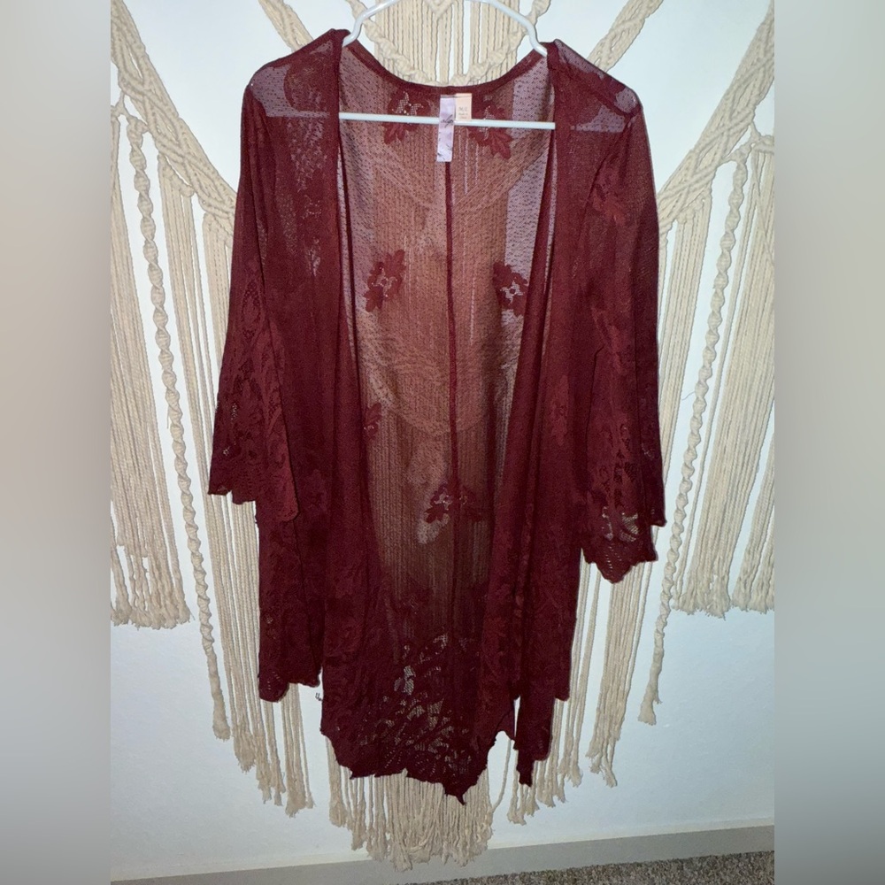 Alya Deep Red Lace Cardigan